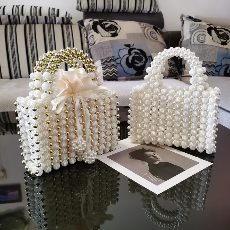 YNSSK Beige Beads Drawstring Clutch Bag For Wedding Available Colors