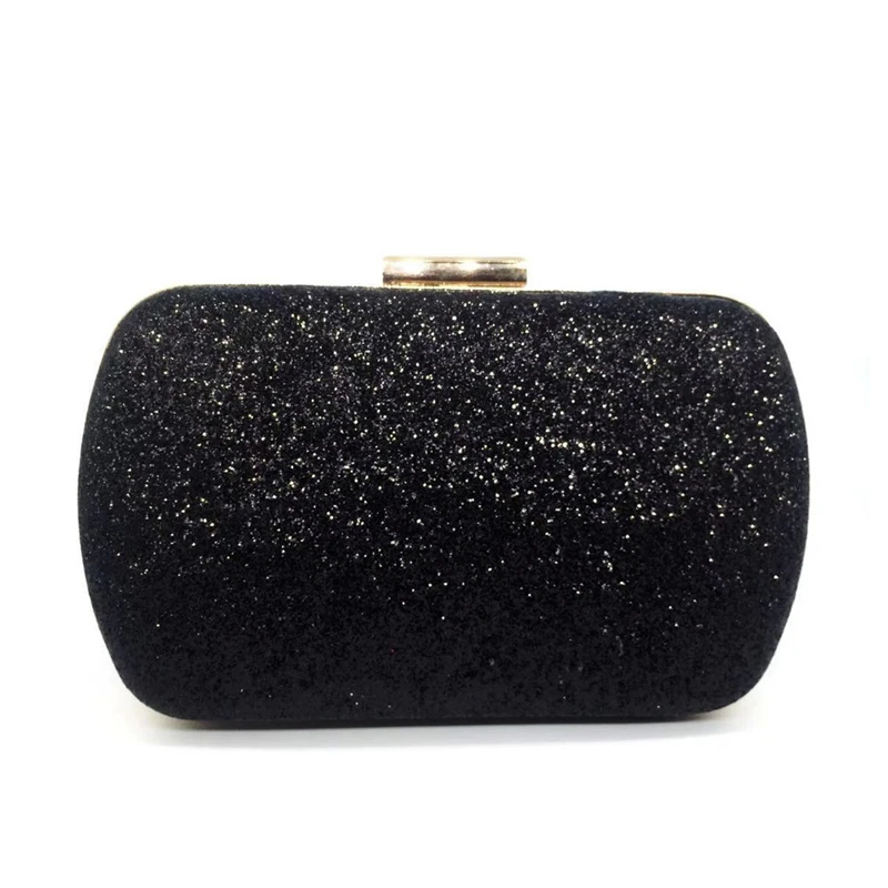 YNSSK Black Sequin Clutch Bag Front View