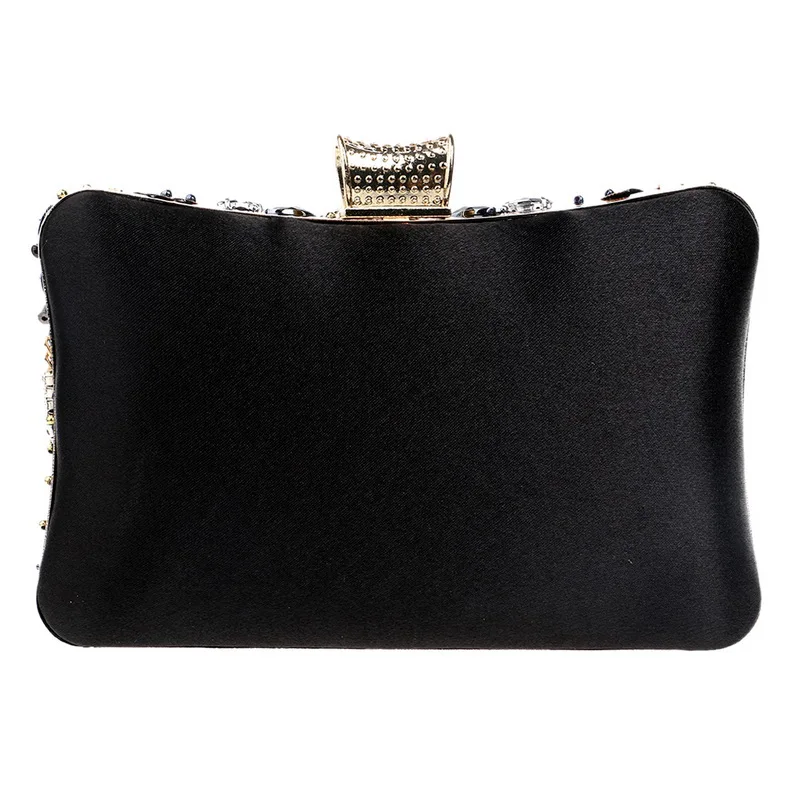 YNSSK Luxury Silver Black Clutch Bag Back View