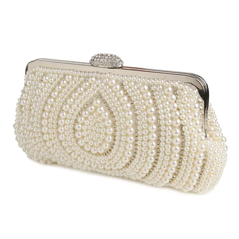 YNSSK Beige Beaded Bridal Clutch Bag for Wedding Side View