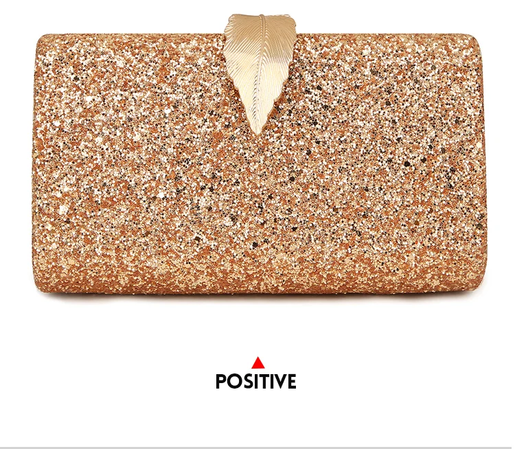 YNSSK Gold Sequin Clutch Bag Front View