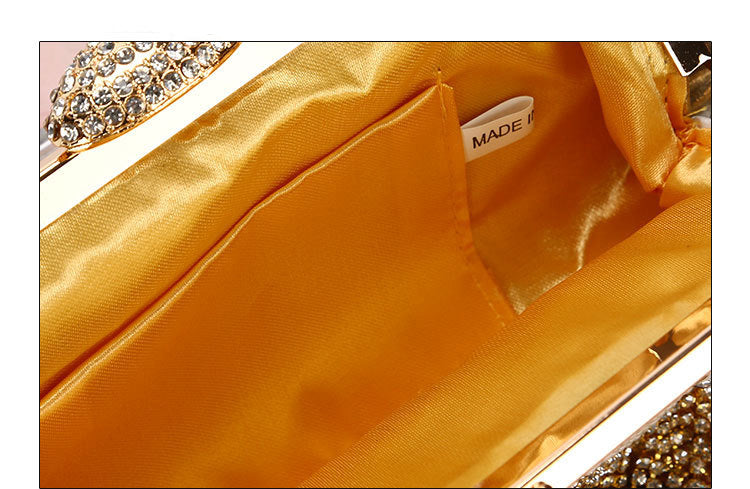 YNSSK Gold Tassel Rhinestone Clutch Bag Inside View