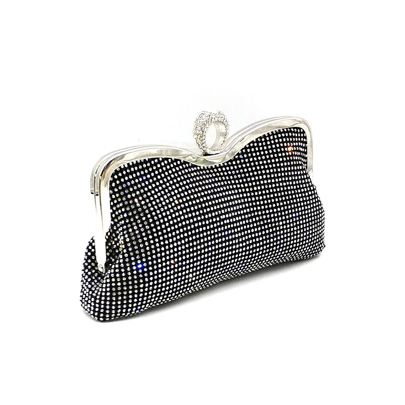 YNSSK Clutch Purse for Wedding Black Side View