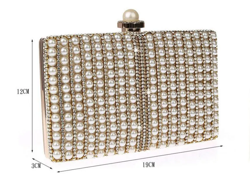 YNSSK Gold Pearl Wedding Clutch Bag Size