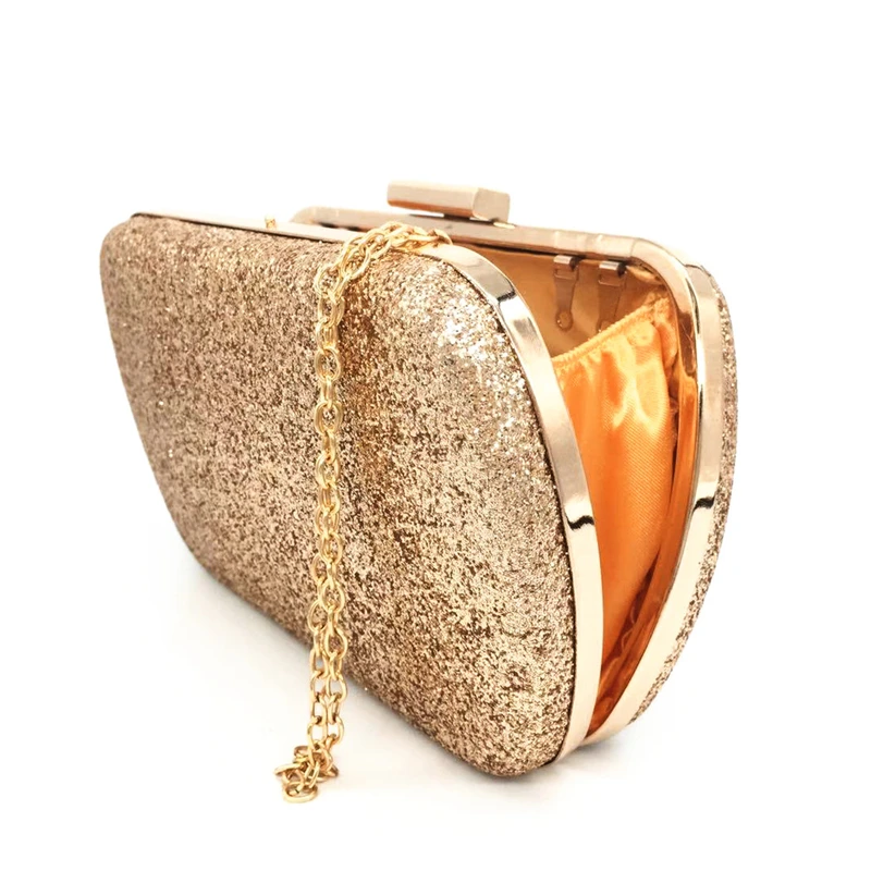 YNSSK Gold Sequin Clutch Bag Side View
