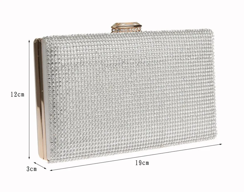 YNSSK Silver Glitter Box Clutch Bag Size