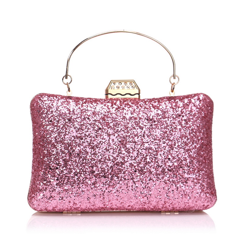 YNSSK Pink Sequin Clutch Front View