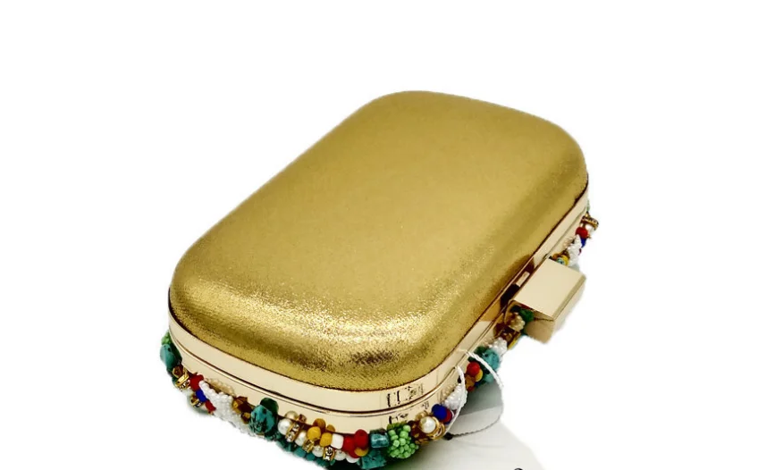 YNSSK Light Blue Beads Summer Boho Clutch Bag Back View