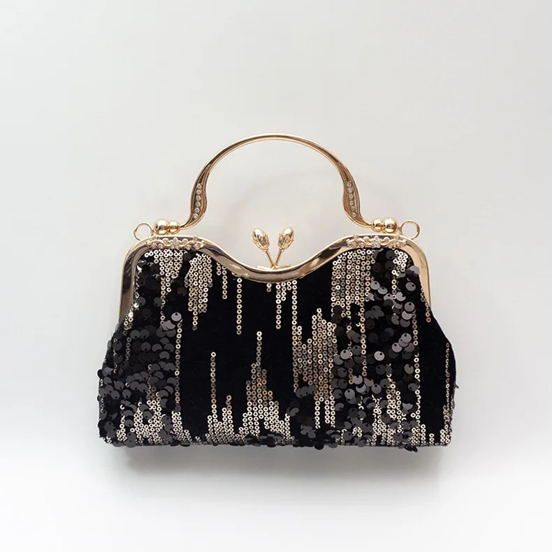 YNSSK Black Vintage Ladies Evening Bags Front View