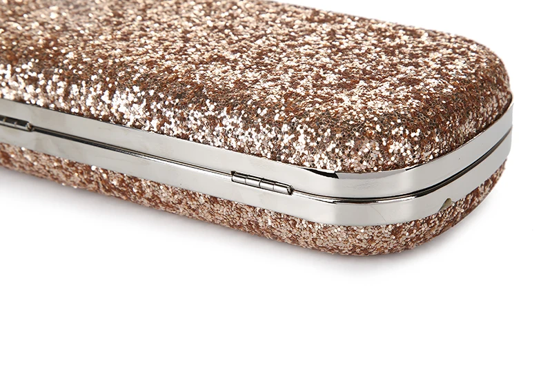 YNSSK Champagne Sequin Clutch Bag Bottom Detail View