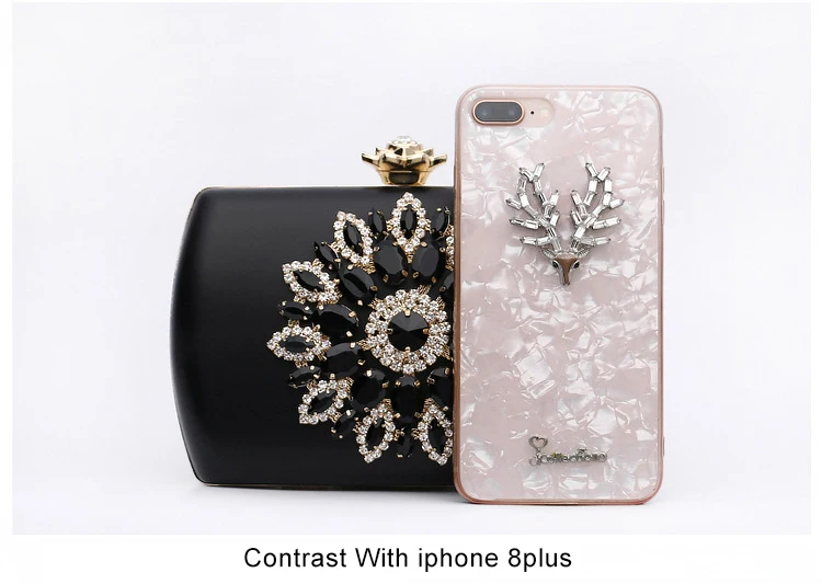 Comparison between YNSSK Rhinestone Flower Dinner Bag and mobile phone