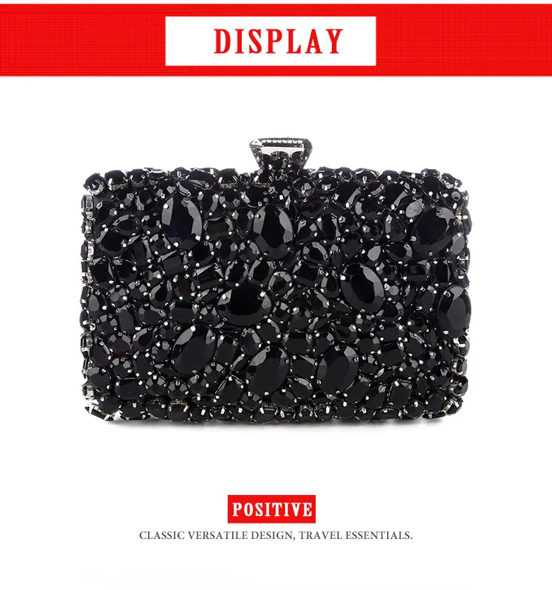 YNSSK Black Jewelry Clutch Bag Front View