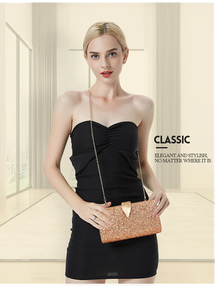 YNSSK Gold Sequin Clutch Bag Model Show