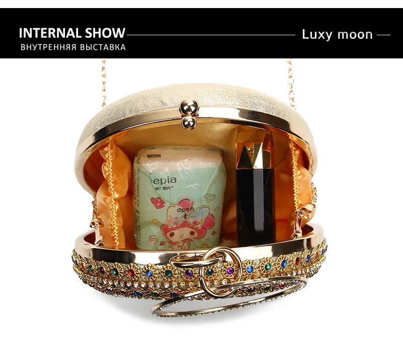 Large Capacity of YNSSK Round Rhinestone Evening Bag