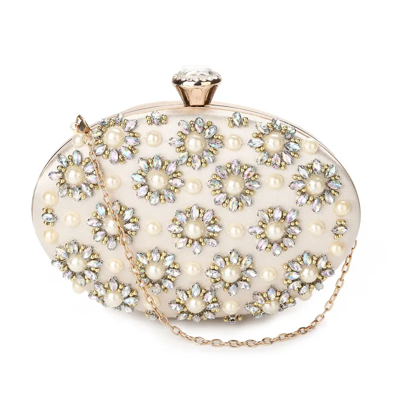 YNSSK Pearl Evening Clutch Bags for Weddings Front View