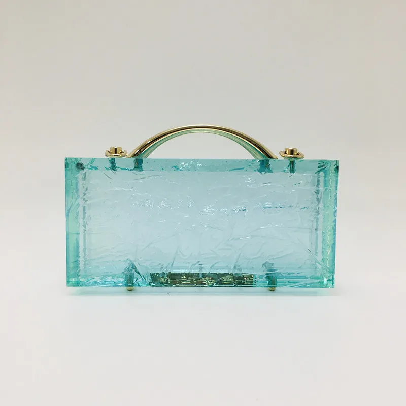 YNSSK Blue Clear Acrylic Clutch Purse Front View