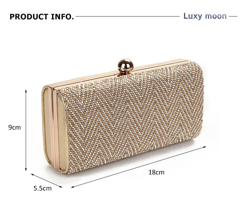 YNSSK Bling Rhinestone Stripe Clutch Bag Size