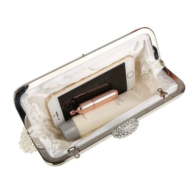 YNSSK Beige Beaded Bridal Clutch Bag for Wedding Inside View