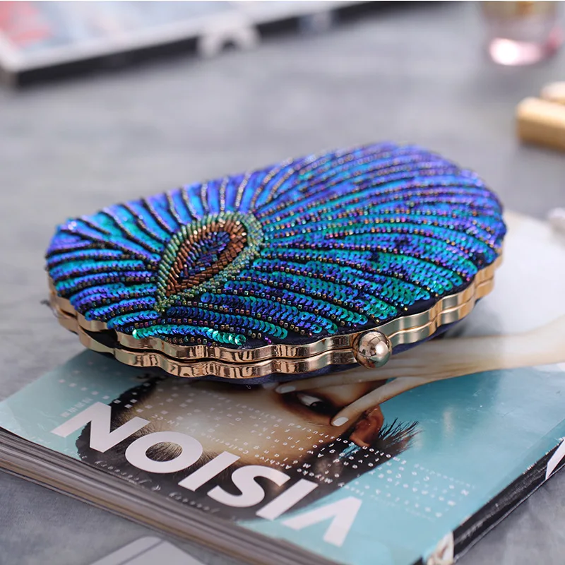 YNSSK Peacock Small Cute Clutch Purse Top View