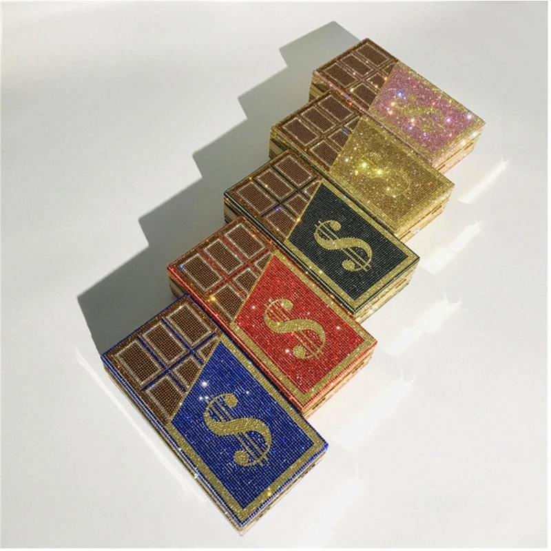Front View of YNSSK Dollar Chocolate Shaped Evening Bag in Various Colors