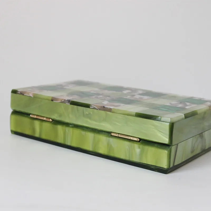 YNSSK Spliced Checked Green Clutch Bags For Weddings Bottom View