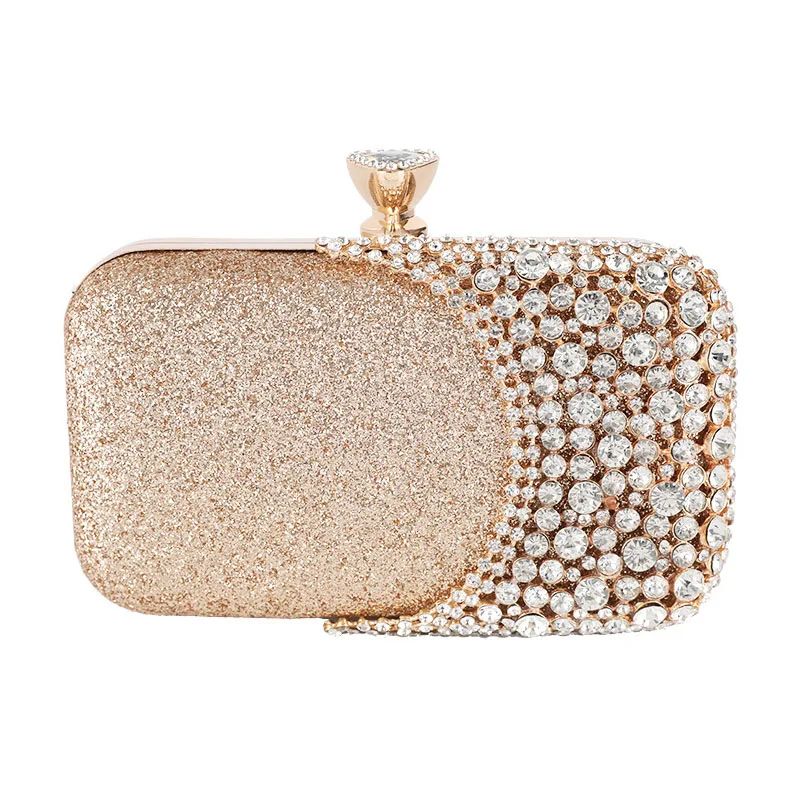 YNSSK Gold Sparkly Clutch Bag Front View