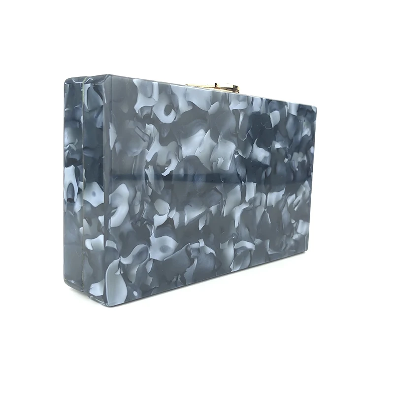 YNSSK Black Bride Acrylic Box Clutch Side View