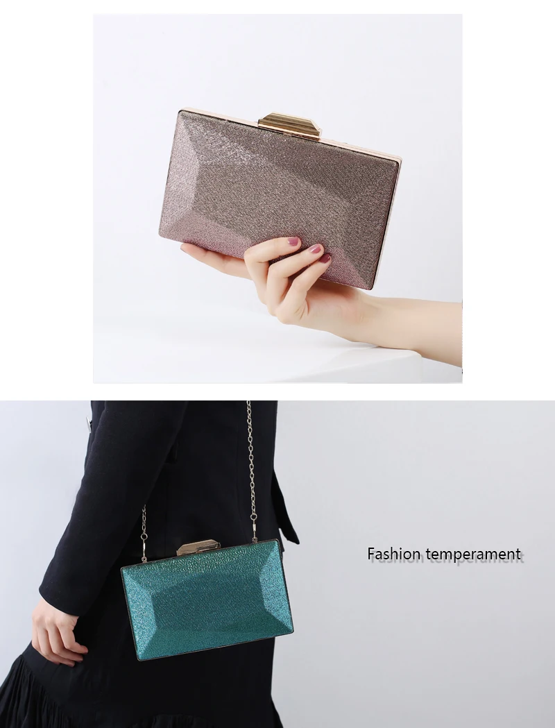 YNSSK Rosegold and Green Color Sequin Clutch Bag with Strap Model Display