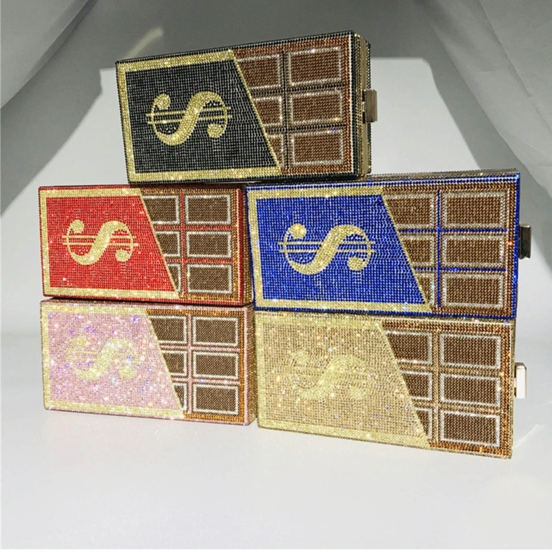 Front View of YNSSK Dollar Chocolate Shaped Evening Bag in Various Colors
