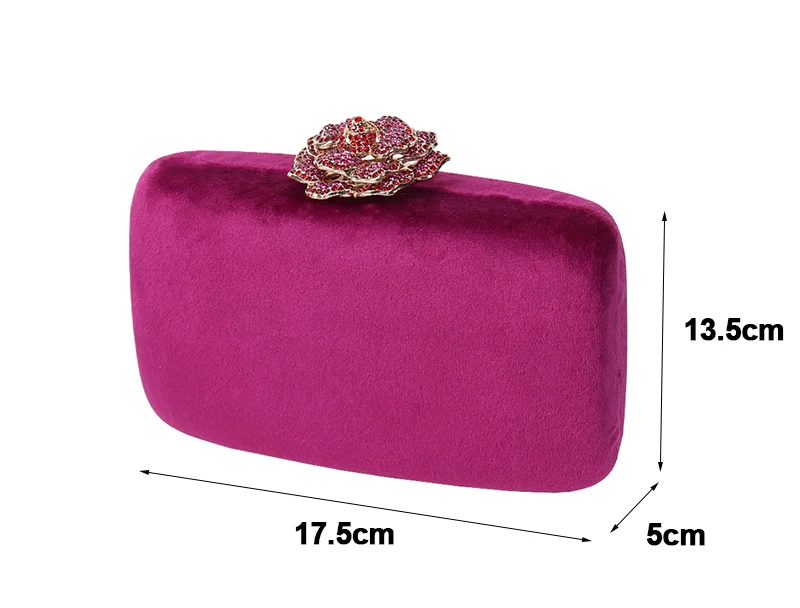 YNSSK Rose Red Velvet Clutch Bag Size