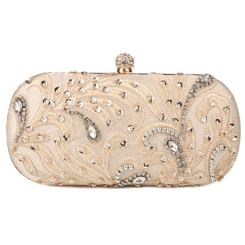 Front View of YNSSK Embroidered Rhinestone Evening Bag