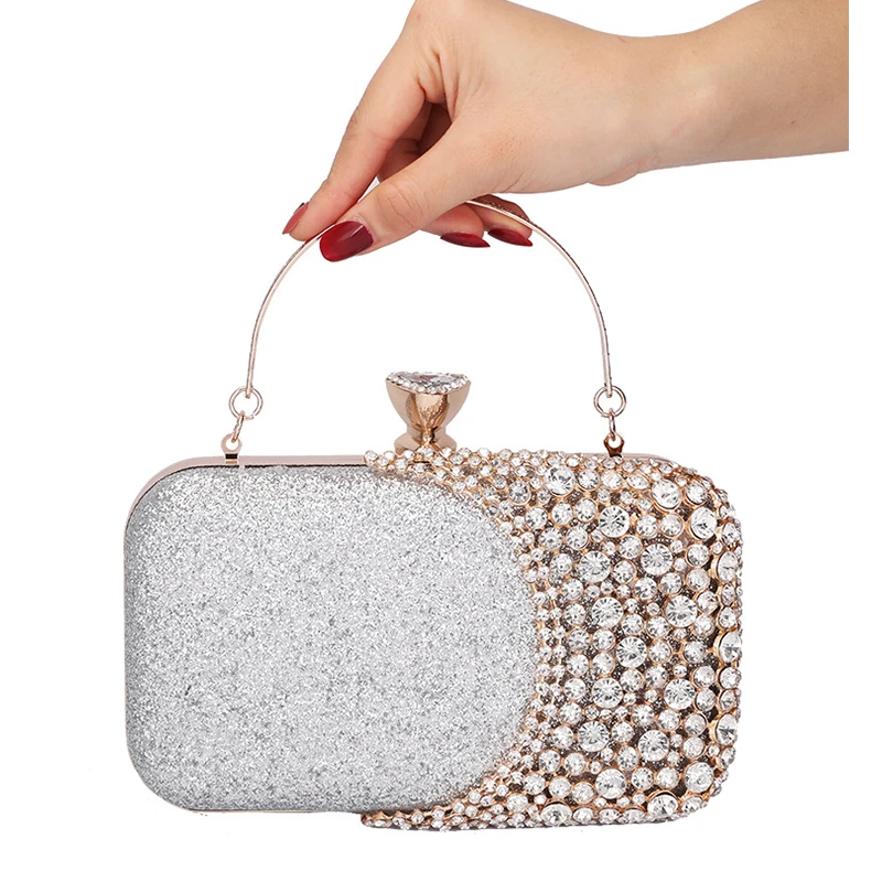 YNSSK Gold Sparkly Clutch Bag Front View