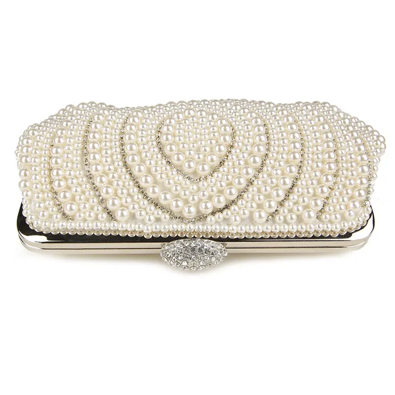 YNSSK Beige Beaded Bridal Clutch Bag for Wedding Top View