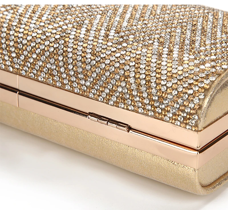 YNSSK Bling Rhinestone Stripe Clutch Bag Bottom Detail View