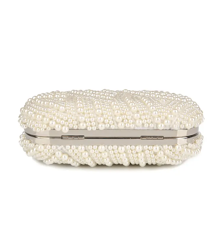 YNSSK Beige Beaded Clutch Evening Bag for Wedding Bottom View