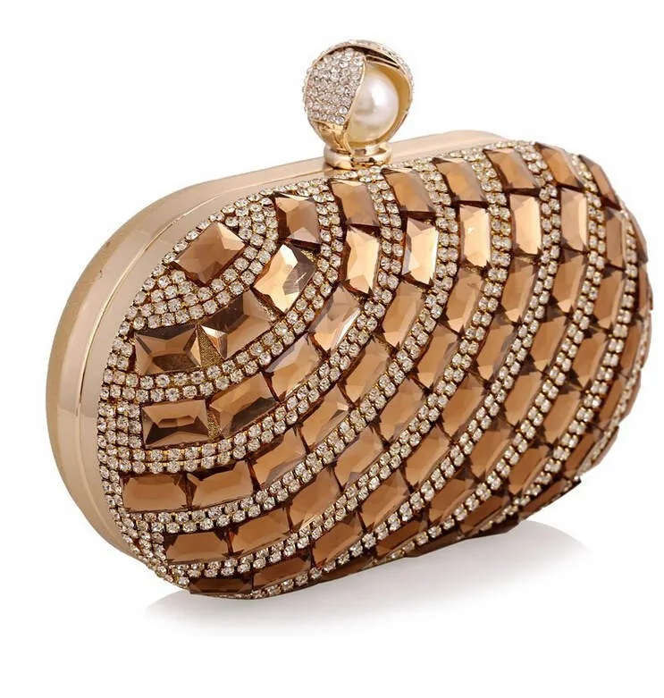 YNSSK Small Champagne Crystal Evening Handbag Side View