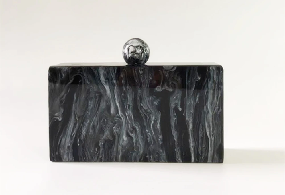 YNSSK Small Acrylic Black Purse For Wedding Front View