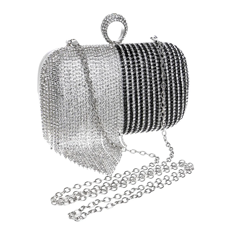 YNSSK Party Wear Hand Purse Black Front View
