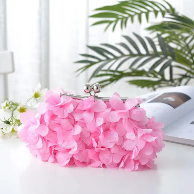 YNSSK Pink Floral Clutch Bag Front View