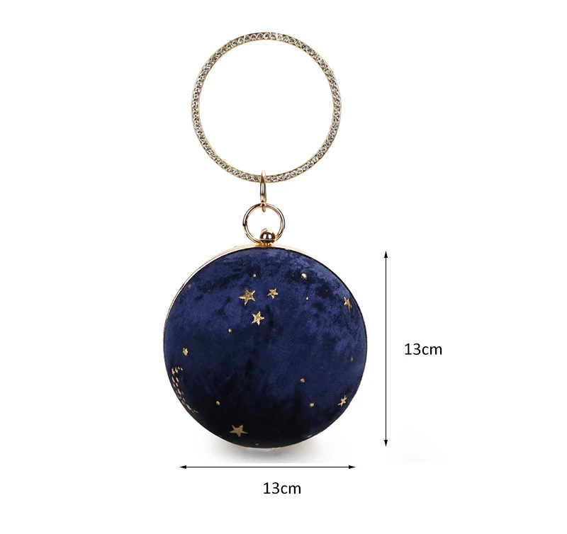 YNSSK Round Navy Star Evening Bag Size