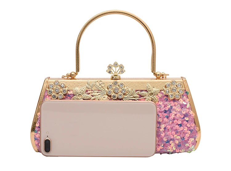 YNSSK Pink Vintage Wedding Clutch Bags Front View