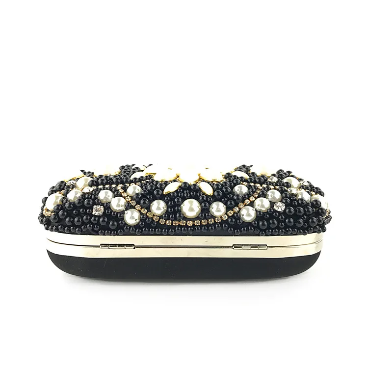 YNSSK Black Beads Evening Crossbody Bag Bottom View