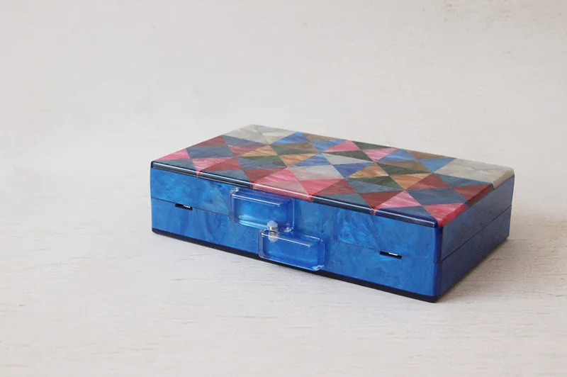 YNSSK Spliced Color Block Acrylic Clutch Bag Top View