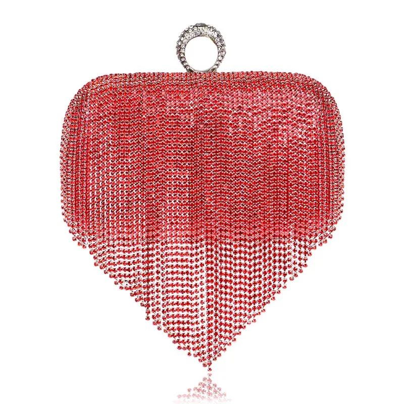 YNSSK Red Tassel Clutch Evening Bags Front View