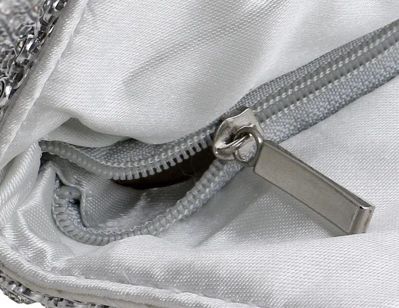 YNSSK Silver Rhinestone Clutch Bag Detail