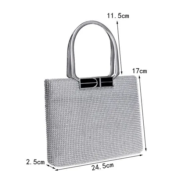 YNSSK Large Silver Evening Clutch Bags Size
