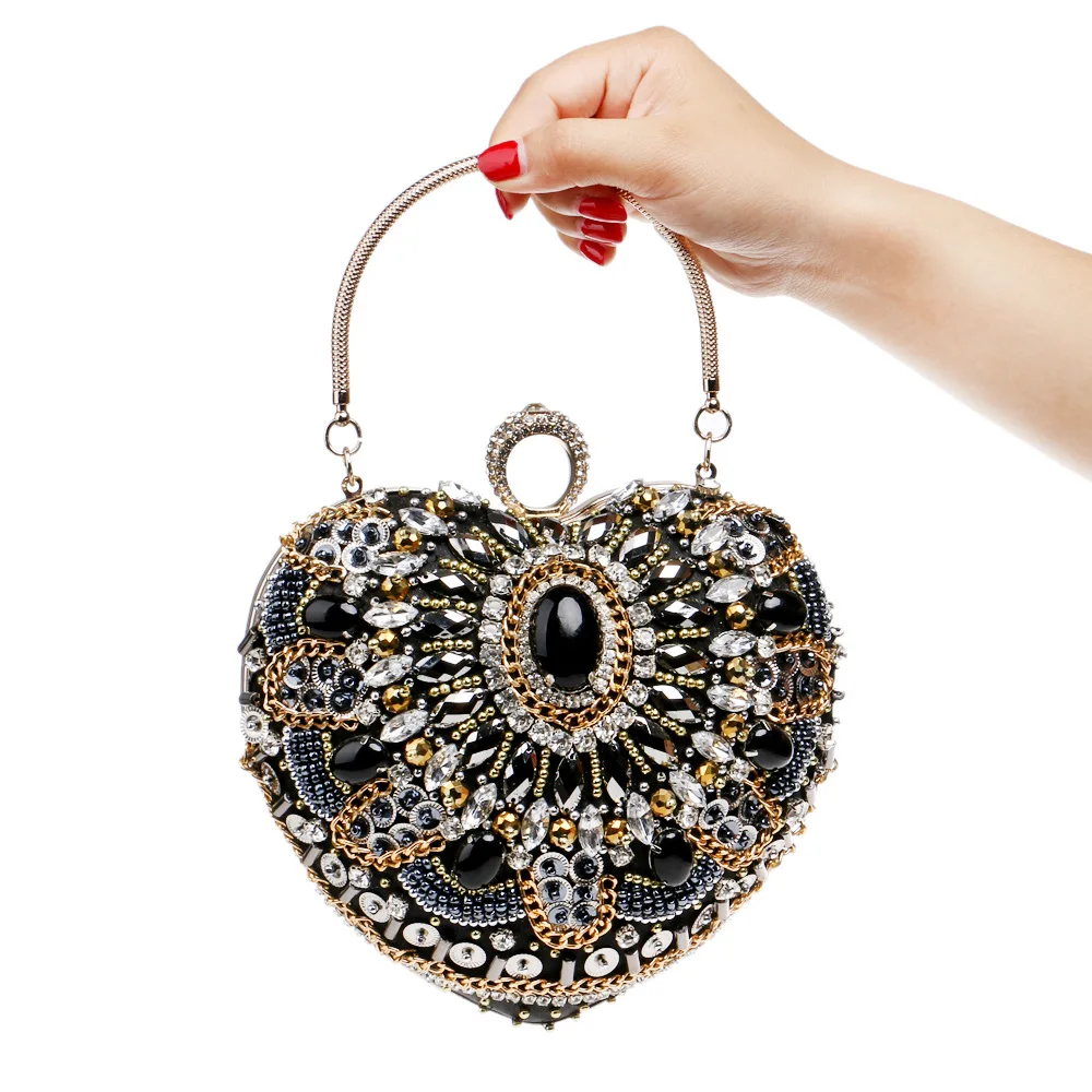YNSSK Black Clutch Bag with Gold Chain Hand Carry Handle