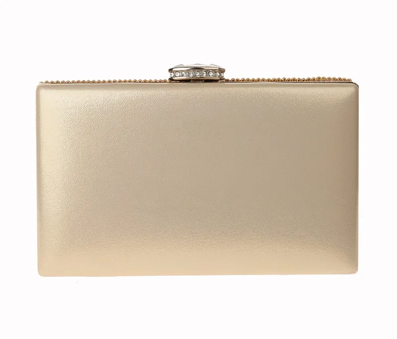 YNSSK Gold Glitter Box Clutch Bag Back View