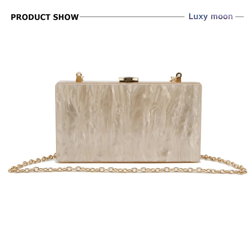 YNSSK Marble Bride Acrylic Clutch Front View