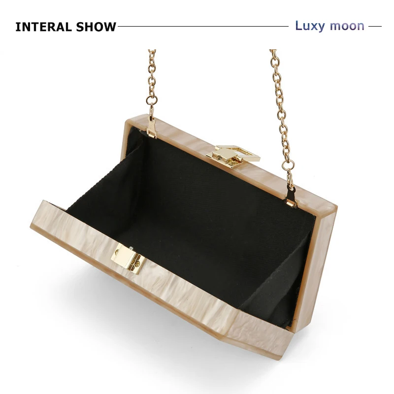 YNSSK Marble Bride Acrylic Clutch Inside View